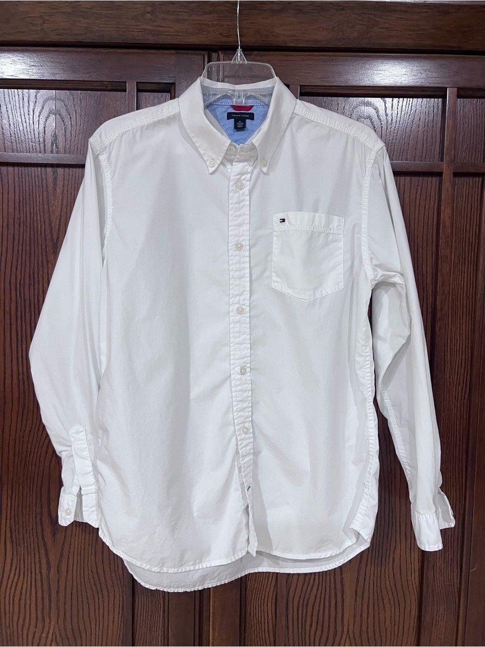Tommy Hilfiger Mens White Long Sleeve Button Down Oxford Shirt Size XL / TG